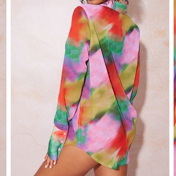 Purple Abstract Printed Oversized Beach Shirt - Picture 2 of 3